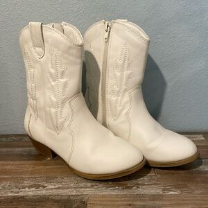 Girls White Western Boot
